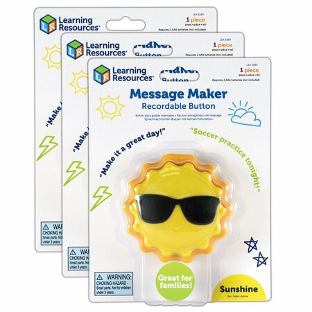 LEARNING RESOURCES Message Recorder - Sun, 3PK LER5584